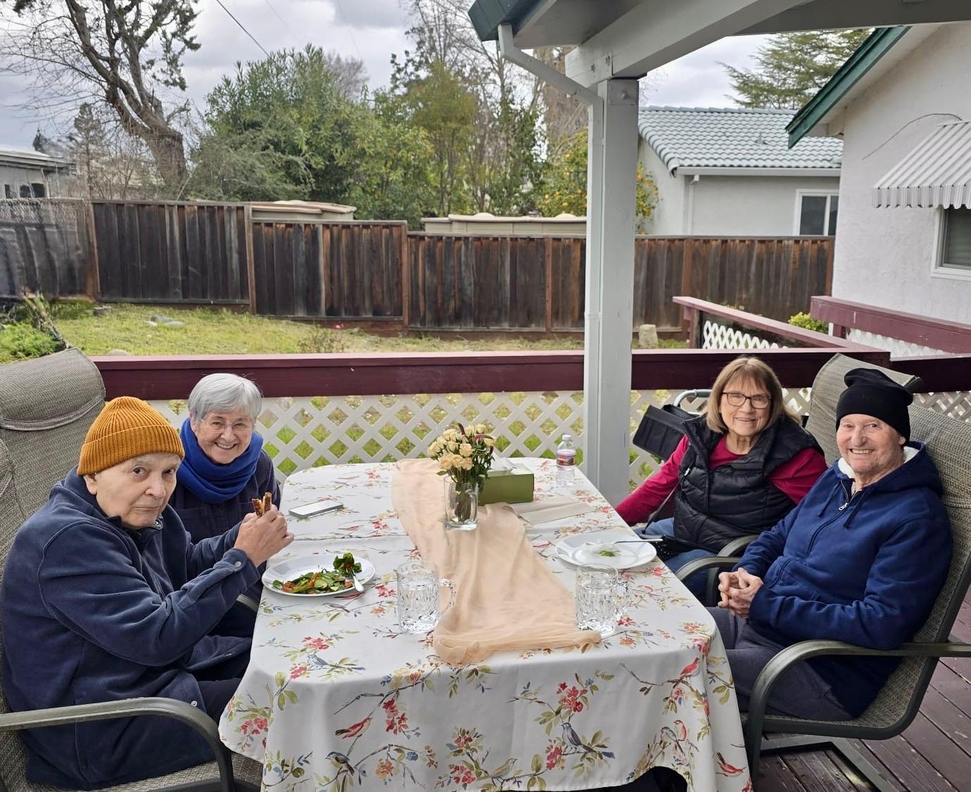 Outdoor patio area at Brittany Lane Care Home